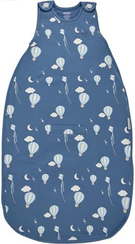 Woolino 4 Season Ultimate Baby Sleep Sack, Merino Wool Baby Sleeping Bag, Organic Cotton Outer, Adjustable 2-24 Months Size Fits Infants & Toddlers - Hot Air Balloon