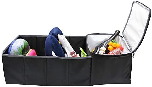 FH Group Multi-Compartment Car Trunk Cargo Organizer with Cooler for Picnics, Camping and Tailgating (Gray/Black)