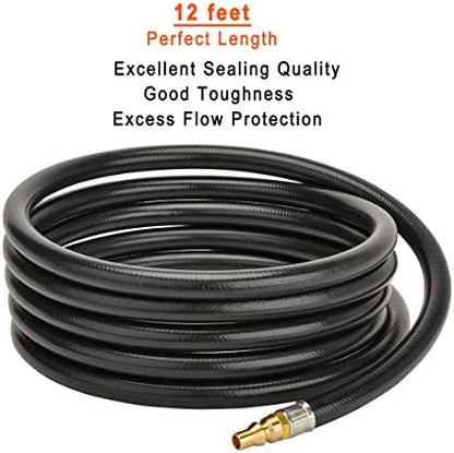 Stanbroil 12FT RV Quick Connect Propane Hose with Propane Elbow Adapter