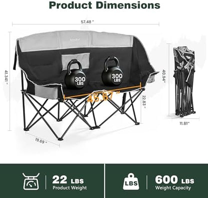 SUNNYFEEL Double Camping Chair Oversized Loveseat for Adults