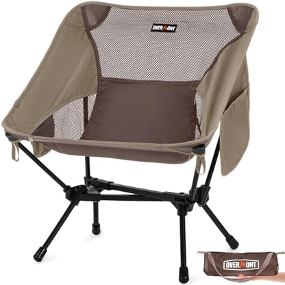 Overmont Ultralight Portable Camping Chair- Lightweight Folding Backpacking Chair, Support up to 330Lbs Compact Beach Chair for Adults with Carry Bag for Backpack Hiking Fishing Outdoor Camp Travel
