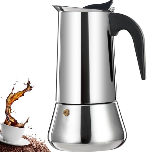 12 Cup Stovetop Espresso Maker Stainless Steel Moka Pot Stove Top Percolator Italian Coffee Makers Capable Mocha Greca Machine Cafe Classic Induction Cookers for Home and Camping 600ml 20oz