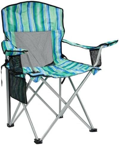 HULKFIT Folding Camping Chairs, Portable Outdoor Beach Lawn Chair for Adults with Carry Bag & Built-in Cup Holder, Casual Foldable Chair for Picnic Fishing Garden,Camouflage Stripes