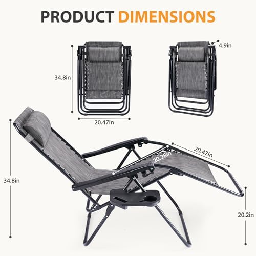 NEWBULIG Zero Gravity Chairs Set of 2, Folding Lounge Recliner Chair