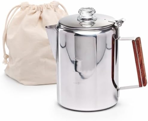 Camping Coffee Percolator Stainless Steel, Stovetop Camp Coffee Maker 9 Cup