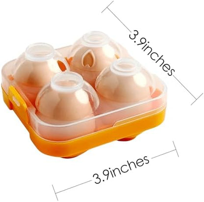 4 Girds Egg Holder Container, Plastic Egg Storage Box Shockproof Protection, Portable Egg Tray Carriage Dispenser for Refrigerator Camping Picnic Travel Kitchen Outdoor (orange 2 Pcs)