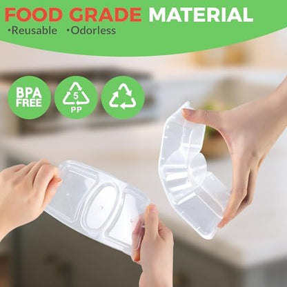 MACTANO 8 OZ Reusable Snack Containers with Lids, New 3 Compartment Condiment Snack Pack Containers 40 Sets