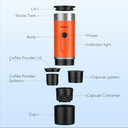Portable Espresso Machine for Travel, Self-Heating Coffee Maker