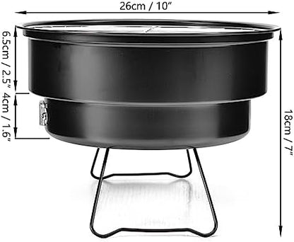 10" Portable Round Barbecue BBQ Charcoal Grill with Handle for Outdoor Home Kitchen BBQ Picnic Camping