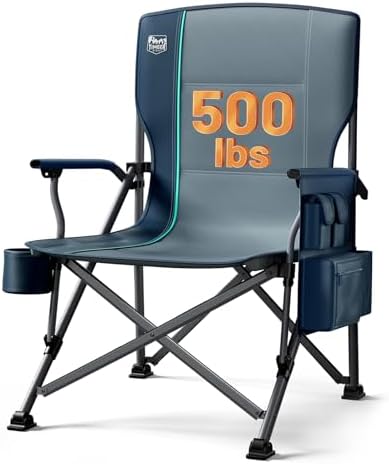 TIMBER RIDGE Oversized Folding Camping Chair High Back Heavy Duty for Adults Support up to 500lbs with Cup Holder, Side Pocket Cooler Bag