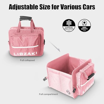 LIBZAKI Car Trunk Storage Organizer, Collapsible Trunk Storage Box for Car Truck SUV-Pink