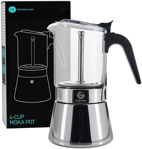 Coffee Gator 4 Cup Moka Pot, 6.7oz Stovetop Espresso Maker