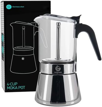 Coffee Gator 4 Cup Moka Pot, 6.7oz Stovetop Espresso Maker