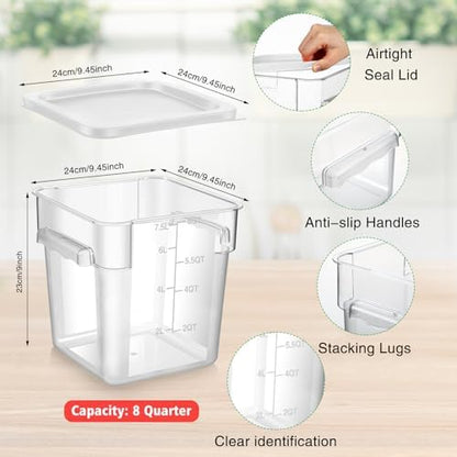 FoldTier 2 Pcs Square Food Storage Containers, White, 8 Qt