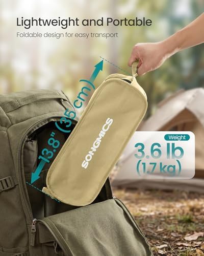 SONGMICS Camping Chair, Steel Frame, Supports 330 lb, 2 Storage Pockets
