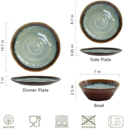 Melamine Dinnerware Sets,12Pcs Plate and Bowl Set,Unbreakable and Lightweight Dish Set,Great for Camping and RV,BPA free,Dishwasher Safe(Sandy Brown)