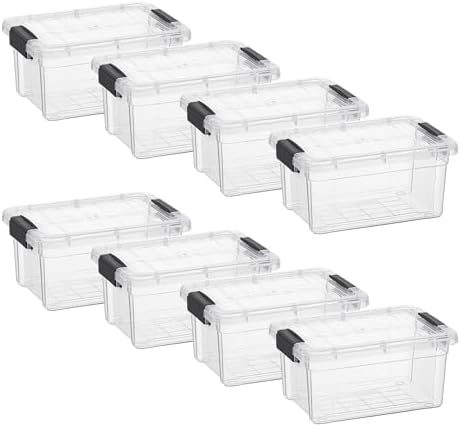 Superio 1.85 Quart Clear Plastic Storage Boxes with Lids, Stackable Organizer Containers, BPA-Free Storage Bins for Home, Office, School & Dorm, 8 Pack