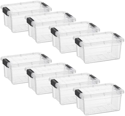 Superio 1.85 Quart Clear Plastic Storage Boxes with Lids, Stackable Organizer Containers, BPA-Free Storage Bins for Home, Office, School & Dorm, 8 Pack