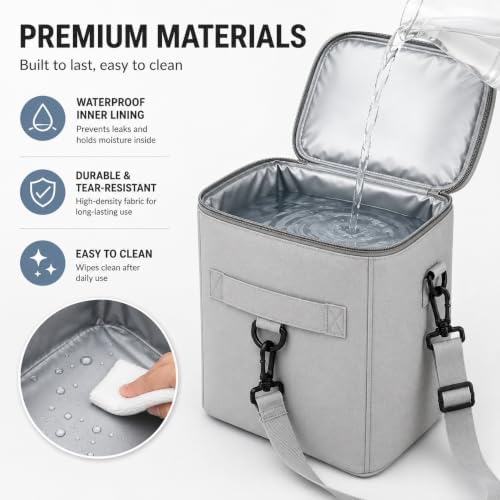 2-in-1 Cooler Organizer Insert Compatible with X Large Bogg Bag, Leak-Proof PEVA Ice Chest with Mesh Divider Pouch, 4 Metal Fasteners, Beach Tote Bag Organizer for Pool, Picnic, Travel, Camping.