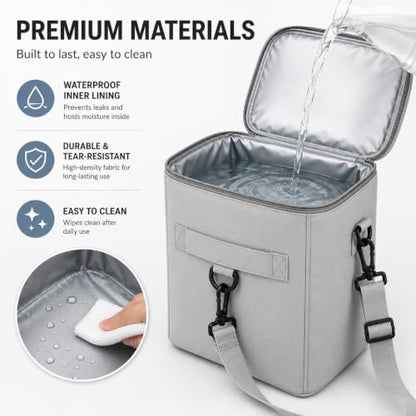 2-in-1 Cooler Organizer Insert Compatible with X Large Bogg Bag, Leak-Proof PEVA Ice Chest with Mesh Divider Pouch, 4 Metal Fasteners, Beach Tote Bag Organizer for Pool, Picnic, Travel, Camping.