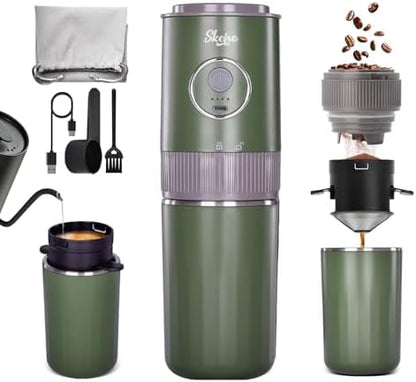 Portable All-in-One American Coffee Maker, Burr Electric Grinder
