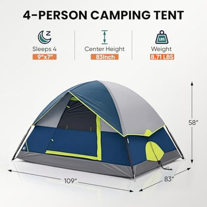 OLIXIS Camping Tent 2 Person, Tent for Camping, Fast Setup, Compact Carry