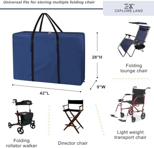 Explore Land Chair Storage Bag for Folding Longue Zero Gravity, Blue