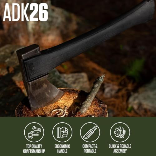 AGAWA ADK26 - Transforming Hatchet & Camping Axe - 2-in-1 Carbon Steel Log Splitter - Camping Gear for Hiking, Fishing, Hunting, Bushcraft, Survival Kit & Bug Out Bag