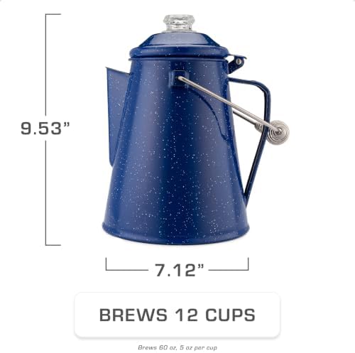 COLETTI Classic Percolator Coffee Pot — The Most Nostalgic Camping Coffee Pot, Now Modernized [Blue Enamel, 12 Cup]