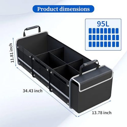 95L Collapsible Car Trunk Organizer, Detachable Insulated Cooler Bag