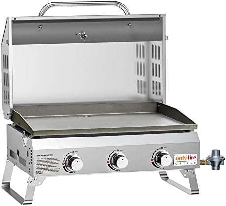 ONLYFIRE GRILLS Tabletop Gas Griddle 3 Burners, Propane Gas Stove, GS309