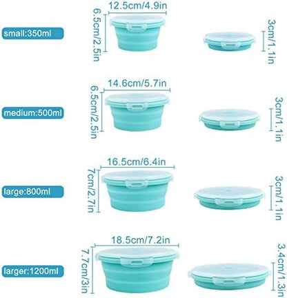 Guyuyii Collapsible Bowls with Lids 4 PC Food-Grade Silicone BPA-Free