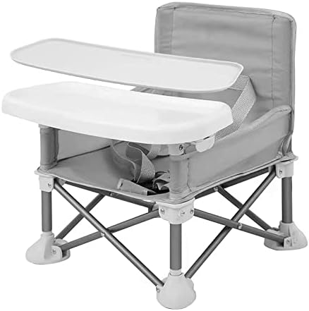 PandaEar Portable Baby Seat Travel| Compact Fold with Straps for Indoor/Outdoor Use| Great for Camping, Beach, Lawn |Toddlers, Kids, Boys, Girls (Grey with Placemat)