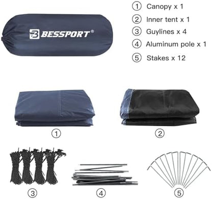 Bessport Camping Tent for 2-3 Person, Lightweight Backpacking Tent Waterproof Windproof Two Doors Easy Setup Double Layer Outdoor Tents for 3 to 4 Seasons, Suitable for Outdoor,Hiking,Camping