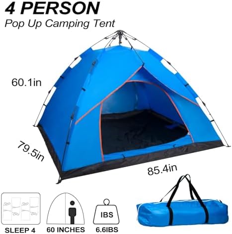 DIMAR GARDEN Pop Up Camping Tent Instant Automatic Tent,Outdoor Quick Setup