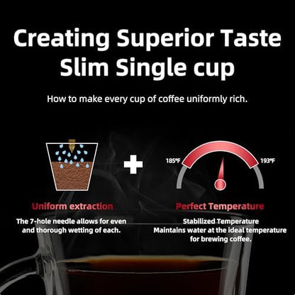 Single Serve Coffee Maker, 15oz Portable One Cup Coffee Brewer