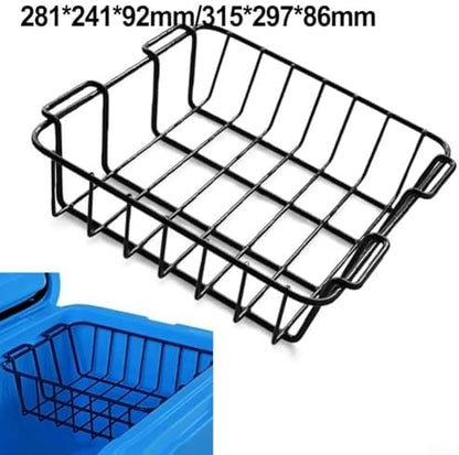 Camping Cooler Basket Iron Storage Rack, Fits 281x241x92mm and 315x297x86mm Coolers, Partition Organizer for Food, Fruits, Drinks, Portable and for Outdoor Camping and Picnic(315 * 297 * 86mm)