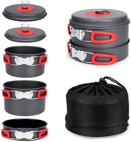 ALOCS Camping Cookware Set Camping Gear Compact Camping Pots and Pans Set