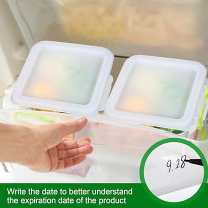 FoldTier 2 Pcs Square Food Storage Containers, White, 2 Qt,4 Qt