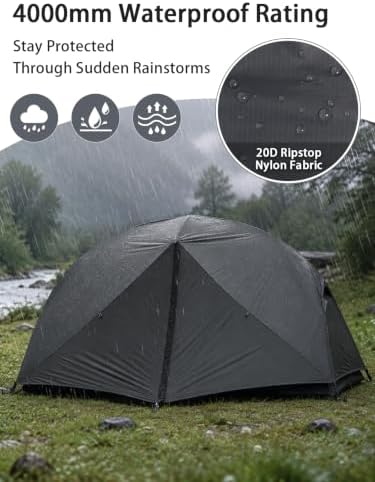 Ultralight 2 Person Backpacking Tent, 4000mm Waterproof Double Layer Free Standing Lightweight Tent, 3 Season Two Person Tent for Camping Hiking Backpacking