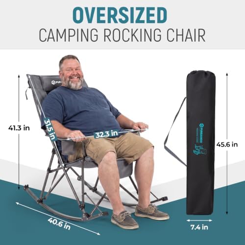 FUNDANGO Oversized Rocking Camping Chair 440Lbs Padded Folding Camp Chairs