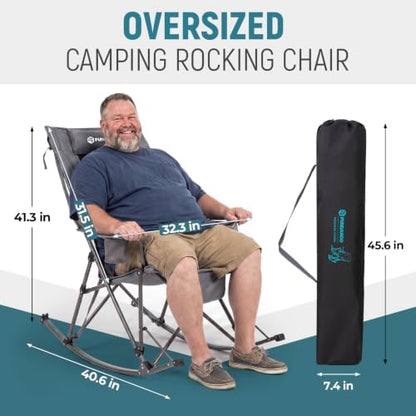 FUNDANGO Oversized Rocking Camping Chair 440Lbs Padded Folding Camp Chairs