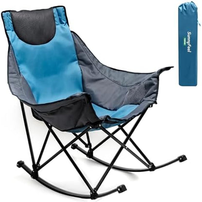 SUNNYFEEL Oversized Folding Rocking Camping Chair for Adults, 500lbs Blue