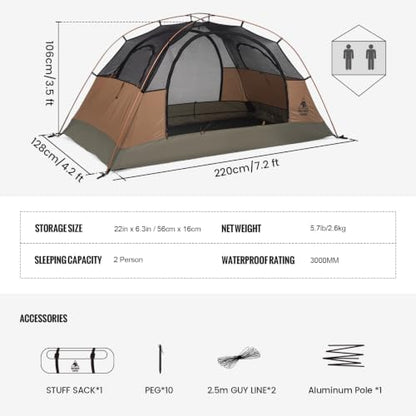 OneTigris Bastion 2P/4P Camping Tent, 3000mm Waterproof