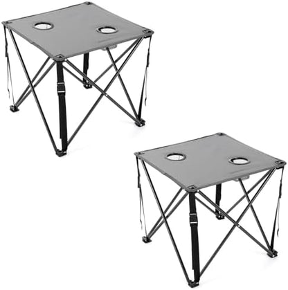 ARROWHEAD OUTDOOR 26” (66cm) Portable Camping Folding Table, 2 Cup Holders, Square, Carrying Case, Steel Frame, High-Grade 600D Canvas