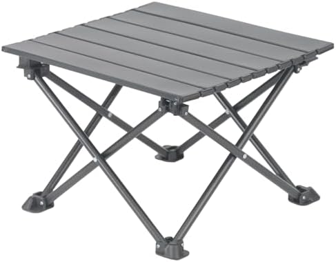 Wind Tour Roll-Up Camping Table, 4-Person Lightweight Portable Outdoor Table with Carry Bag for Picnics BBQ Travel (15.7”x13.7”x11” Black)