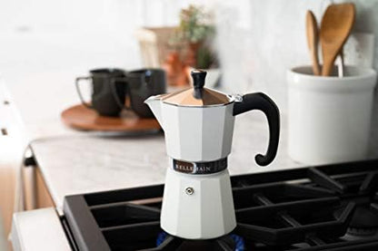 Bellemain Stovetop Espresso Maker, Italian Moka Pot, 9-Cup White
