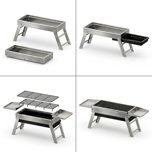Portable Folding Charcoal Grill Stainless Steel BBQ Grill