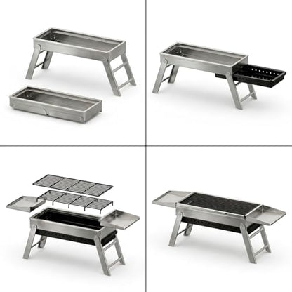 Portable Folding Charcoal Grill Stainless Steel BBQ Grill