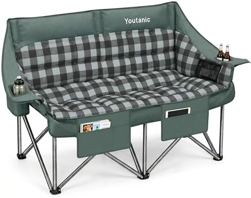 Youtanic 60" Extra Double Camping Chair for Adults, 700lbs Padded Loveseat